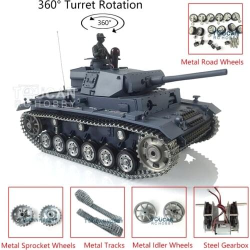 Heng Long Toys 1/16 7.0 Customized Panzer III L RTR RC Tank 3848 for Boys Metal Tracks Wheels TH17345-SMT4