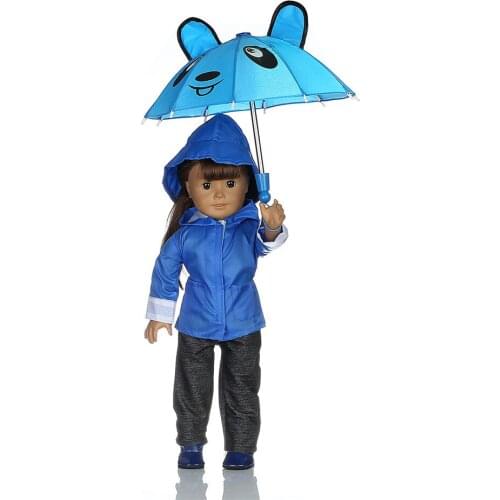 Doll Clothes for Dolls: 3 Piece Blue Rain Outfit - Includes Rain Jacket, Hat and Pants B892