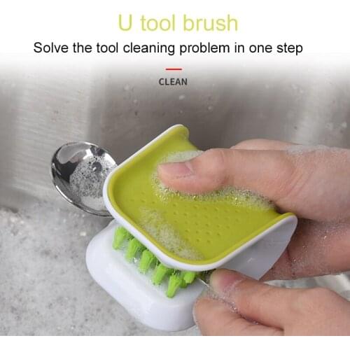 Multifunction U-shape Cleaning Brush Creative Kitchen Knife Fork Chopsticks Tableware Cleaning Tool Household Home Accessories