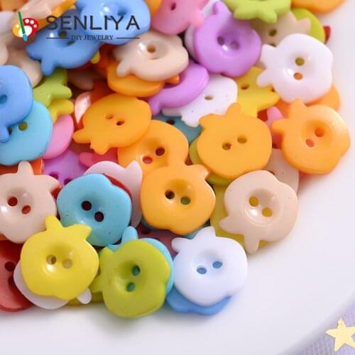 Fashion 50-300Pcs/Pack Resin Sewing Clothes Mixed Colors Buttons Cartoon Apple Shape Resin Buttons For Clothes diy Accessories