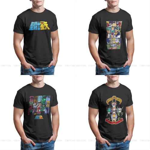 Saint Seiya Manga Cartoon Item Men Tshirt Homme Graphic Clothes Fashion Design Cotton Harajuku T Shirt
