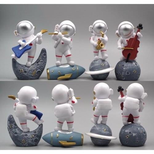 4piece Space Astronaut Musical instrument Violin/Saxophone/Guitar PVC Action Model Figures Collection Decoration