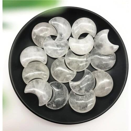 Natural White Quartz Crystal Stone Moon Shaped Meditation Healing Polished Gifts Natural Stones and Minerals