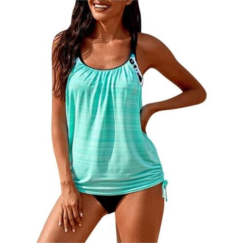 2021 New Two-Piece Swimsuit Women Print Push Up Tankini Summer Bikinis Mujer Set Bathing SUit Beachwear Cover Up Swimwear