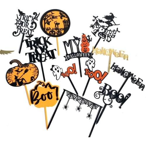 New Halloween Acrylic Cake Topper Witch Halloween Cupcake Toppers Decorations for Home Halloween Party Cake Supplies Baby Shower