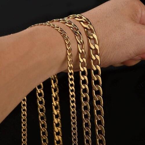 Wholesale Jewelry -- 60cm Titanium steel Gold Color Long Figaro 1:1 Necklaces for Men No Fade