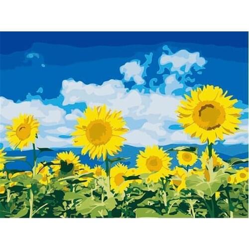 Sunflowers Abstract Modern DIY 11CT Embroidery Cross Stitch Kits Needlework Craft Set Printed Canvas Cotton Thread Design