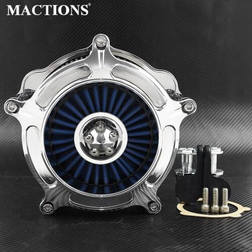 Chrome Motorcycle Air Filter Intake Cleaner Blue Element For Harley XL Sportster 2004-2019 Iron 883 1200 Nightster XL1200N