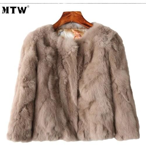 Women Natural Real Rabbit Fur Jacket Coat Casual Slim Short Outerwear Tops 2020 Autumn Winter Thick Warm Jackets