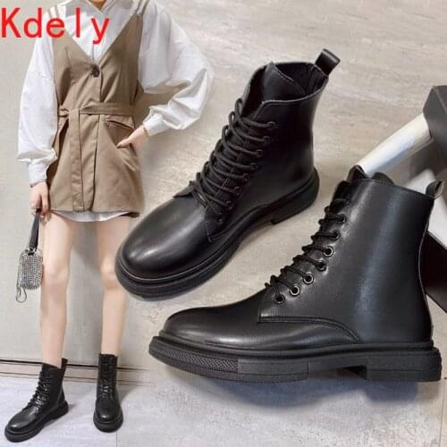 2020 Women Leather Shoes for Winter Boots Shoes Woman Casual Genuine Leather Botas Mujer Female Laces Ankle Boots