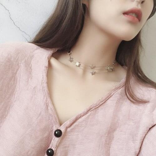 2019 new brand design double star choker generous simple Korean necklace gift for women