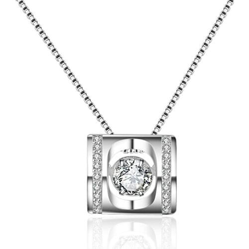 Hot Sale Design 2017 New Fashion Shiny Zircon 925 Sterling Silver Pendant Necklaces for Women Wholesale Jewelry Christmas gift