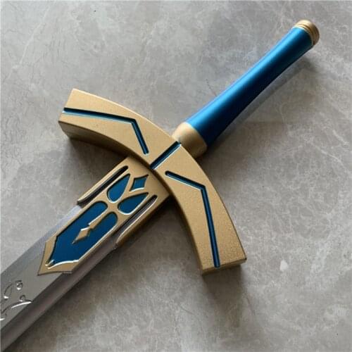 80cm Gold Blue Sword Fate Stay Night Sword Weapon Saber Arthur Sword of Victory Cosplay 1:1 Knife PU Prop Anime Sword