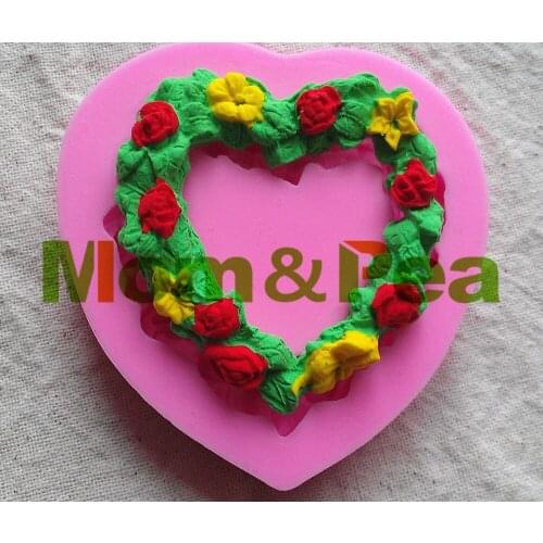Mom&Pea 0164 Free Shipping Flower Heart Shaped Silicone Mold Cake Decoration Fondant Cake 3D Mold Food Grade Silicone Mould