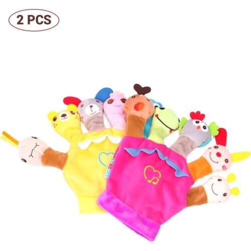 1 Pair Soft Animal Doll Gloves Hand Remote Glove Puppet Plush Finger Cartoon Doll Parent-Child Interaction Toy Kids Gift