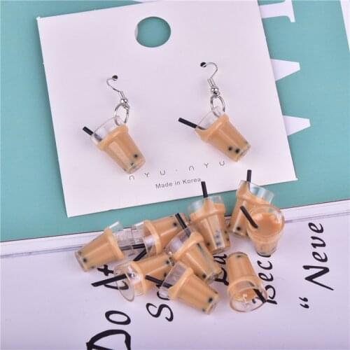 10pcs/pack Milk Coffee Drink Resin Charms Pendant for DIY Earring Keychain Jewelry Making