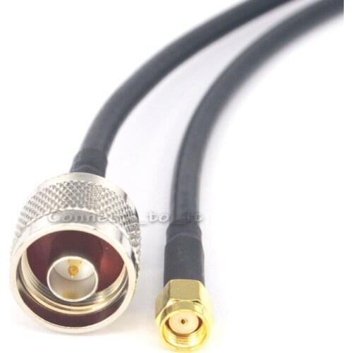 10 Pieces N Male to RP SMA Male (Hole in center) RF Coax Connector Adapter Coaxial Extension Cable 19 inch 50CM