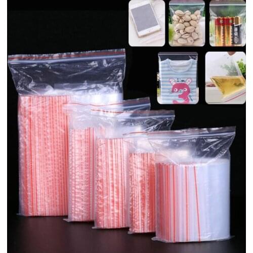 100pcs Multiple Sizes Small Zip Lock Plastic Bags Reclosable Transparent Storage Beads Jewelry Bag Christmas Candy Snack Bags