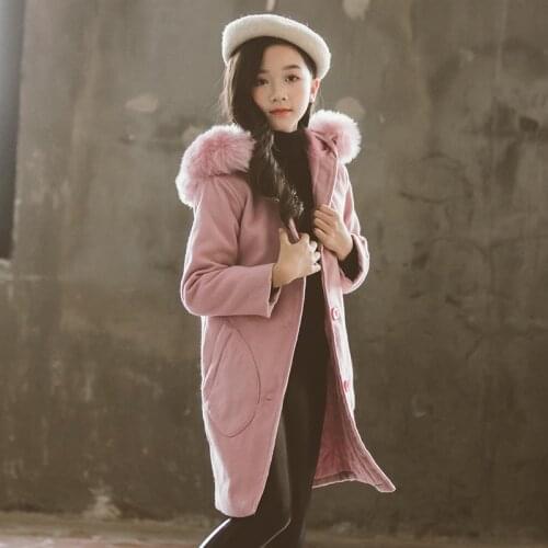 2021 Fashion Warm Jacket Winter Spring Coat Outerwear Top Children Clothes School Kids Costume Teenage Girl Clothing Woolen Clot