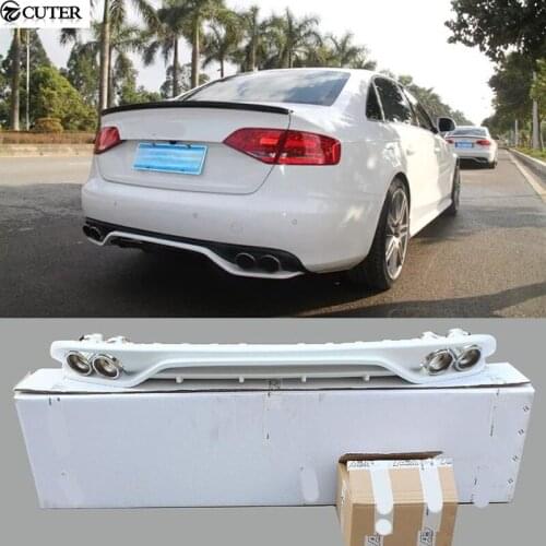A4 B8 ABT Style Rear Diffuser Car Rear Bumper Lip With Exhaust tail throat For AUDI A4 B8 Standard BUmper 09-12