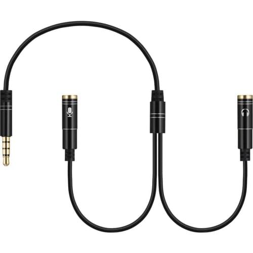 Portable 2-in-1 Audio Splitter One Audio Port and One Microphone Port To One Main Port for MP3/4 Mobile Phone Tablet