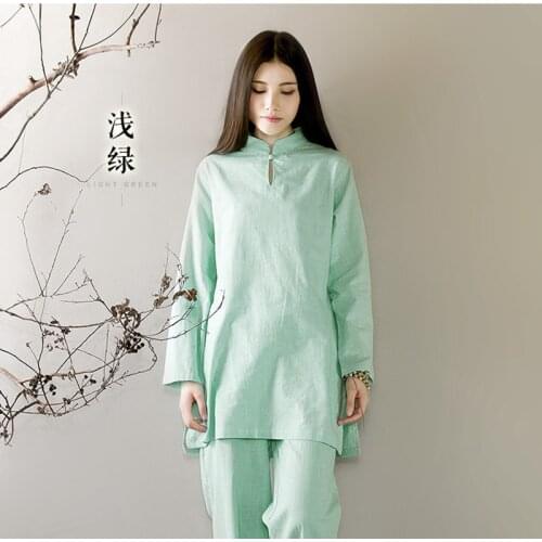 Bamboo Cotton And Linen Yoga Meditation Women Long Sleeve Tai Chi Kung Fu Clothing Morning Exercises Practice Suit
