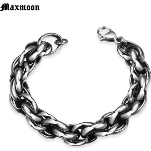 Maxmoon Bracelets For Men Women Silver Color Stainless Steel Wheat Chain Bracelets 2018 Men Fashion Wholesale Jewelry