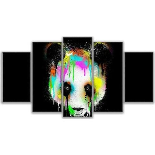 Black and White Sad Panda Punk Colorful Home Wall Decor Canva Picture Art HD Print Painting On Canvas for Living Room Unframe