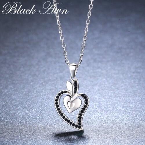 Black Awn Heart Romantic Arrive 925 Sterling Silver Fine Jewelry Trendy Flower Engagement necklaces & pendants for Women KK007