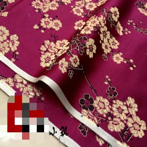Damask satin Plum blossom Cloth Costume Chinese clothing Tang suit Baby clothes silk Jacquard Brocade Fabric