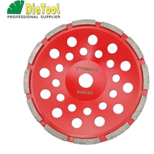 DIATOOL 7 Inch (180mm) Single Row Cup Wheel For Concrete, Grinding Disc, Grinding Wheel, Bore 22.23mm