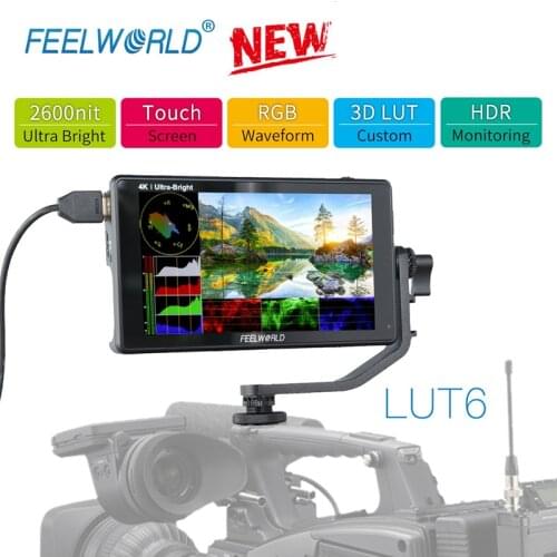 FEELWORLD LUT6 Monitor 6 Inch 2600nits 3D LUT HDR Touch Screen on DSLR Camera Field Monitor 3G-SDI 4K HDMI with Waveform