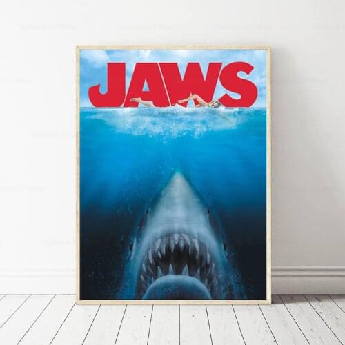 Steven Spielbergs Jaws The Great White Shark Classic Movie Poster Movie Canvas Poster Wall Art Print Kids Decor Home Decor