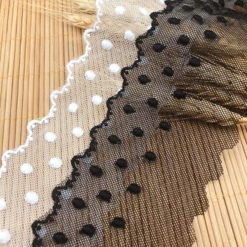 1Yard 91cm High Quality Lace Fabric 6cm Dot Lace Trim Applique Lace Collar Mesh Fabric Ribbon Sewing Guipure Craft dentelle L006
