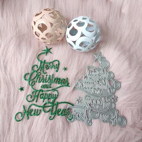 Metal Cutting Dies Merry Christmas, happy new year, wishing tree Crafts Die Cuts Stencil for Scrapbooking DIY Paper Cards
