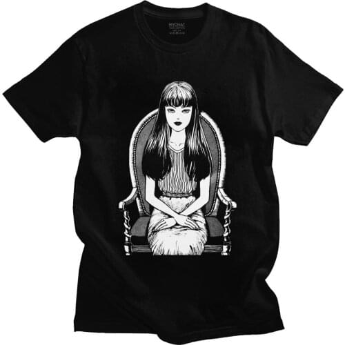 Tomie Junji Ito T-Shirt Men Unisex Anime Cartoon Design Men Tee Shirt Homme Harajuku Top Short Sleeve Cotton Vogue Vintage Style