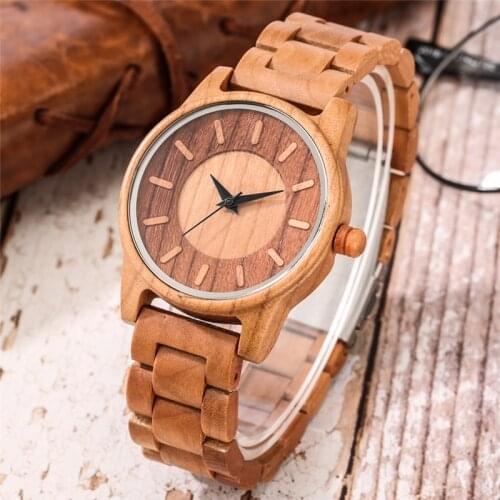 Antique Nature Wood Mens Wooden Watch Male Casual Quartz Analog Wristwatch Full Bamboo Bracelet Strap Timepiece Clock Gift