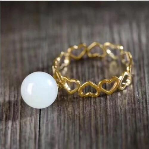 Natual Jade ring Free shipping Natural real Jape 925 sterling silver 10mm Fine jewelry