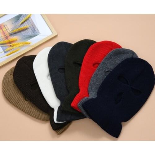 New Winter Warm Hat Three-Hole Wool Knitted Anti-Terrorist Headgear Robber Hoed Cool Gift Bandit Head Mask