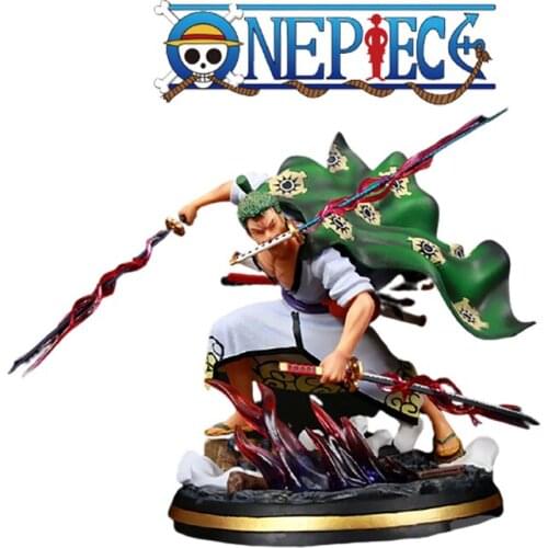 2020 New Hot Anime One Piece Roronoa Zoro Kimono Zoro Three knife flow battle Model Pvc Action Figure Collection Model Toys