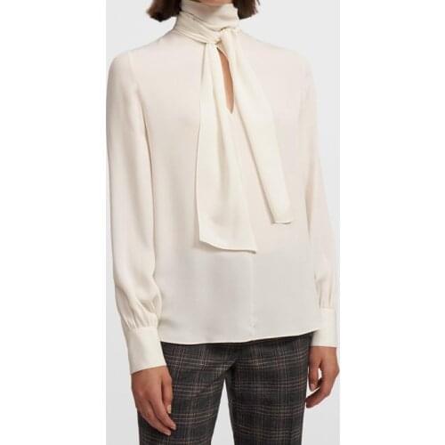 2021 Spring and Autumn New Style Fashion Temperament Wild Streamer Casual Solid Color Shirt Women