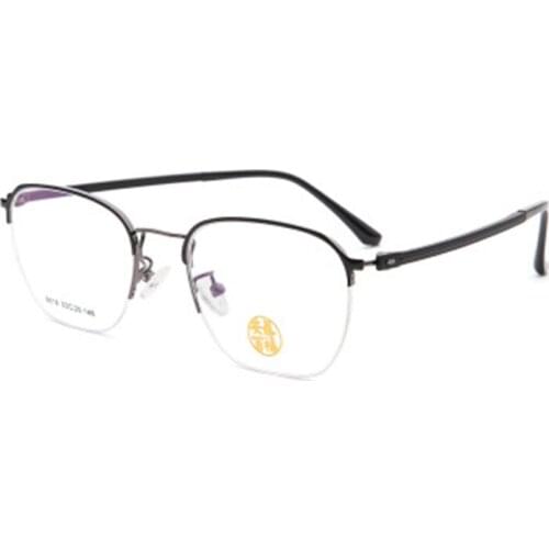 OEYEYEO New Mens And Womens General Business Retro Metal Half Frame Glasses Can Be Equipped With Myopia Glasses Frame