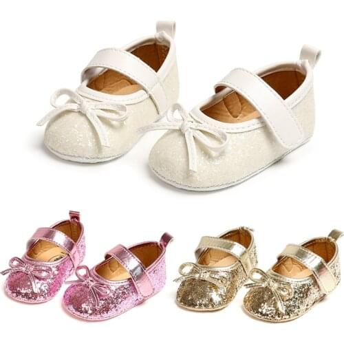 Baby Girls Shoes Sequins Baby Girls Princess Shoes Newborn First Walkers PU Leather Soft Sole Crib Shoes