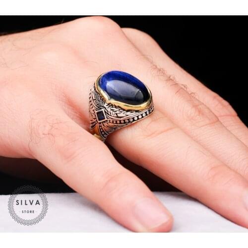 Original 925 Silver Mens Ring With TigerEyes Stone. Mens Jewelry Stamped With Silver Stamp 925 All Sizes Are Available