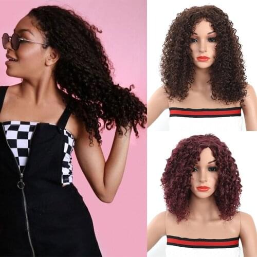24 Inch Jerry Curly Hair Synthetic Wigs For Black Women Heat Resistant Fiber Synthetic Hair Kinky Curly Wig Burgundy Blonde