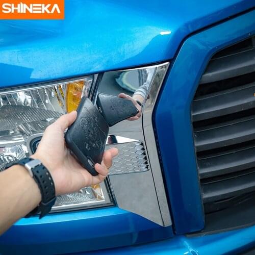SHINEKA Front bumper headlight & grille Chrome Red Cover trim for Ford F150 15+ Accessories