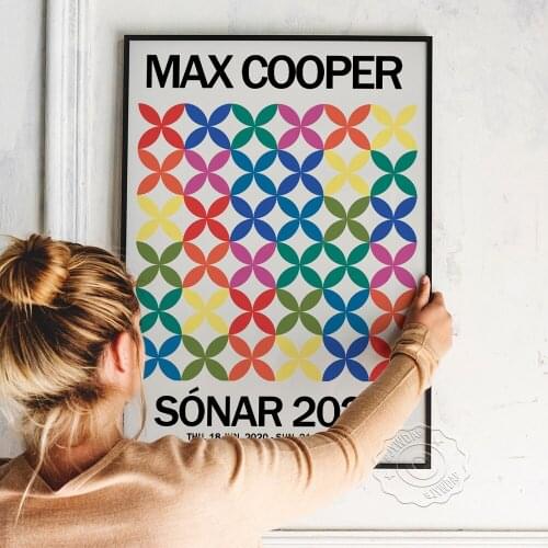 Max Cooper Gig Poster, Colored Drawing Geometric Pattern Overlap Art Prints, Nordic Style Musician Show Exhibition Wall Decor