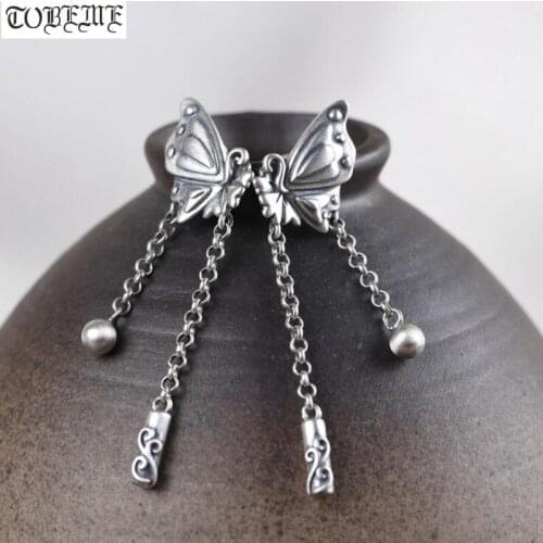 Handcrafted 100% 925 Silver Butterfly Women Earrings 925 Sterling Butterfly Earrings Silver Bohemia Drop Earrings
