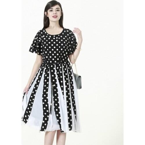 TUHAO Summer Dresses for Women Plus Size 6XL 7XL 5XL 4XL Office Lady 50s Dot Dress Ball Gown Dresses Femme Dresses CM121