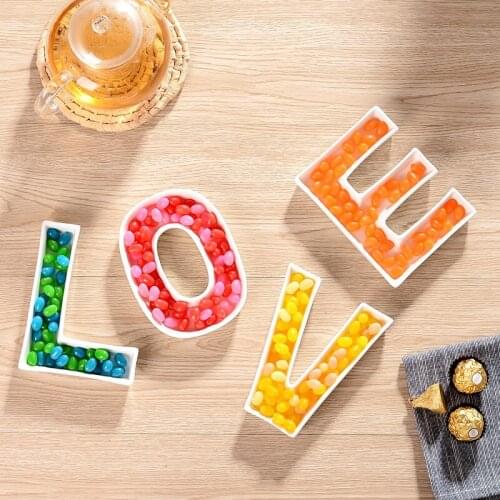 Creative Ceramic Letter Dish Plate Cooking Fruit Dessert Plate Coffee Beans Candy Plate Party Dishes Home Decor